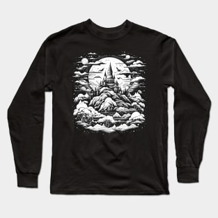 White Night On A Psychedelic Haunted Castle Long Sleeve T-Shirt